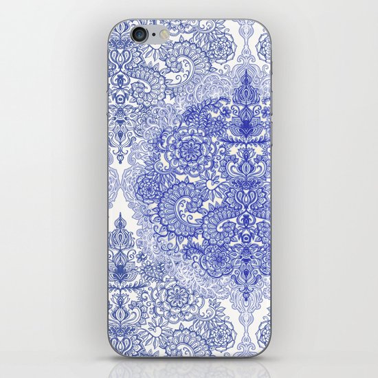 Happy Place Doodle in Cornflower Blue, White & Grey iPhone & iPod Skin
