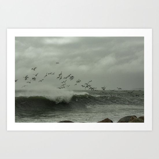 Birds dancing in the waves Art Print