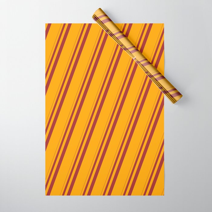 Brown & Orange Colored Pattern of Stripes Wrapping Paper