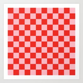 Checker Pattern 349 Red and Pink Art Print