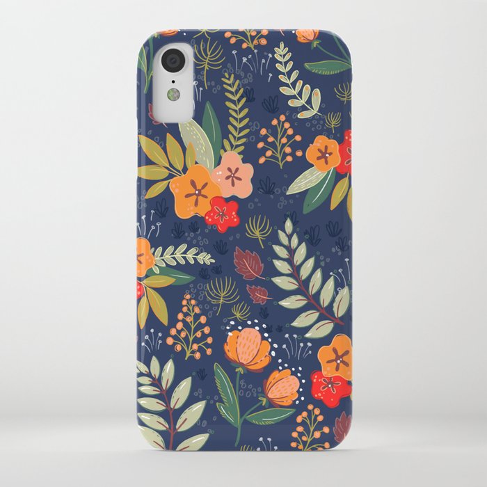 Navy Floral iPhone Case