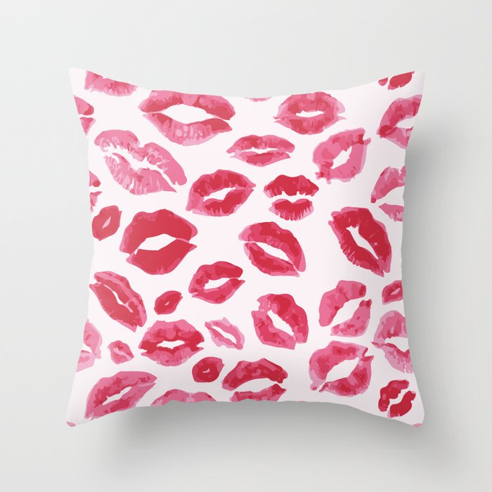Lipstick Kisses Throw Pillow