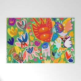 Welcome May Abstract Graffiti Nature and Flowers Pattern Welcome Mat