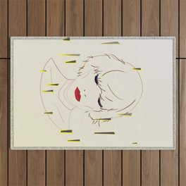 Minimal Girl Line Illustration - Pastel 2 Outdoor Rug