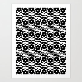 Black and white flower checker Art Print