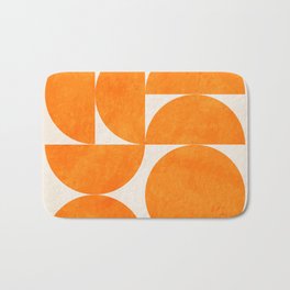 Geometric Shapes orange mid century Bath Mat | Modern, Art, Shape, Geometry, Anarutbre, Graphicdesign, Summer, 1950Ties, Round, Digital 