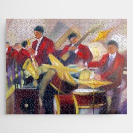 Bourbon Street Nocturnal African American Jazz Band musical portrait painting by Maurice Fillonneau, CC BY-SA 3.0 <https://creativecommons.org/licenses/by-sa/3.0>, via Wikimedia Commons Jigsaw Puzzle