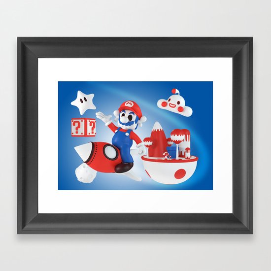 Skull Mario Space Jumper Framed Art Print