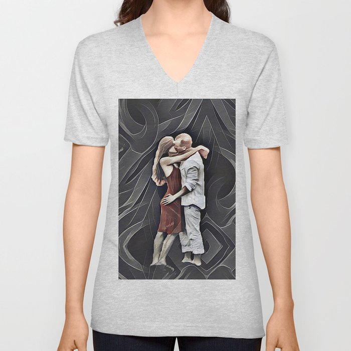 The kiss of love - artistic illustration design V Neck T Shirt