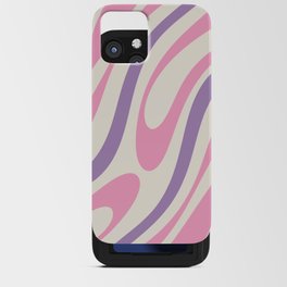 Wavy Loops Retro Abstract Pattern in Purple Pink Cream iPhone Card Case