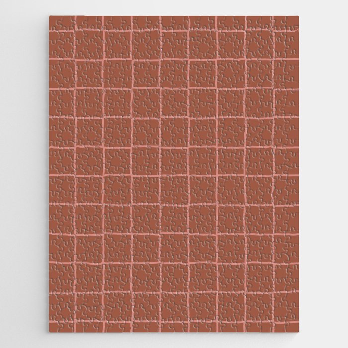 Terracotta Checkered Grid Jigsaw Puzzle