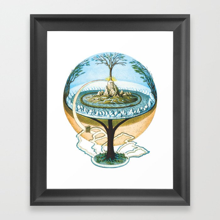 Ancient Norse Cosmology Conception of the Universe Flat Earth Unisex Softstile Flat Earth Shirt Framed Art Print