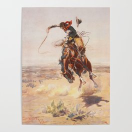 A Bad Hoss by Charles Marion Russell (c 1904) Poster