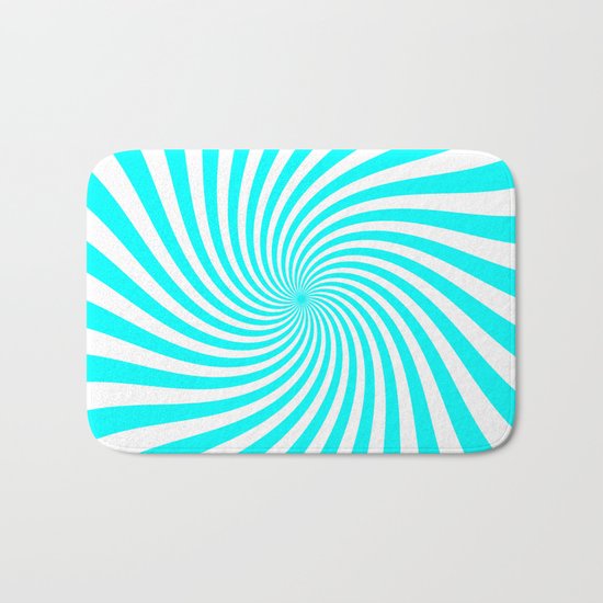 Swirl (Aqua Cyan/White) Bath Mat