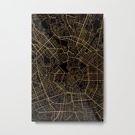Black and gold Milan map, Italy Metal Print | Copper, Urban, Travel, Black, City, Graphicdesign, Map, Italy, Shiny, Outline 