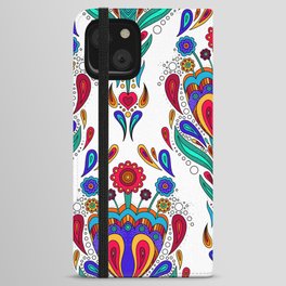 Scandinavian Style Folk Art Flower Pattern iPhone Wallet Case