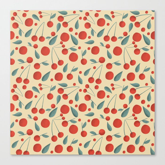 Red cherries pattern Canvas Print