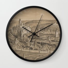 Vintage Pictorial Map of Ancient Jerusalem (1887) Wall Clock