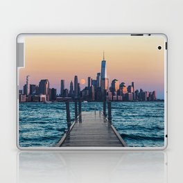 New York City Sunset and Moon-Surreal Travel Collage Laptop Skin