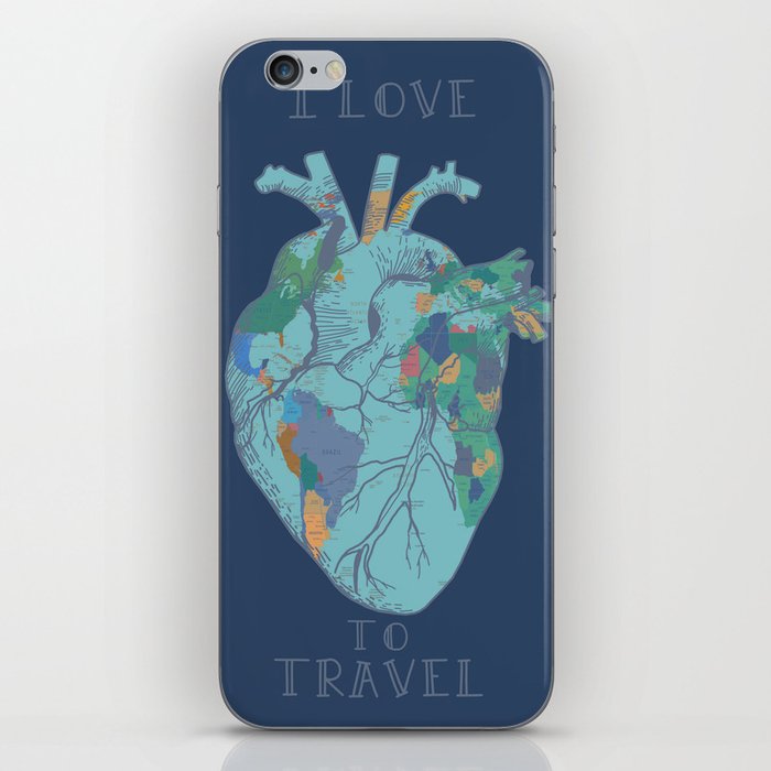 love to travel-world map 2 iPhone Skin