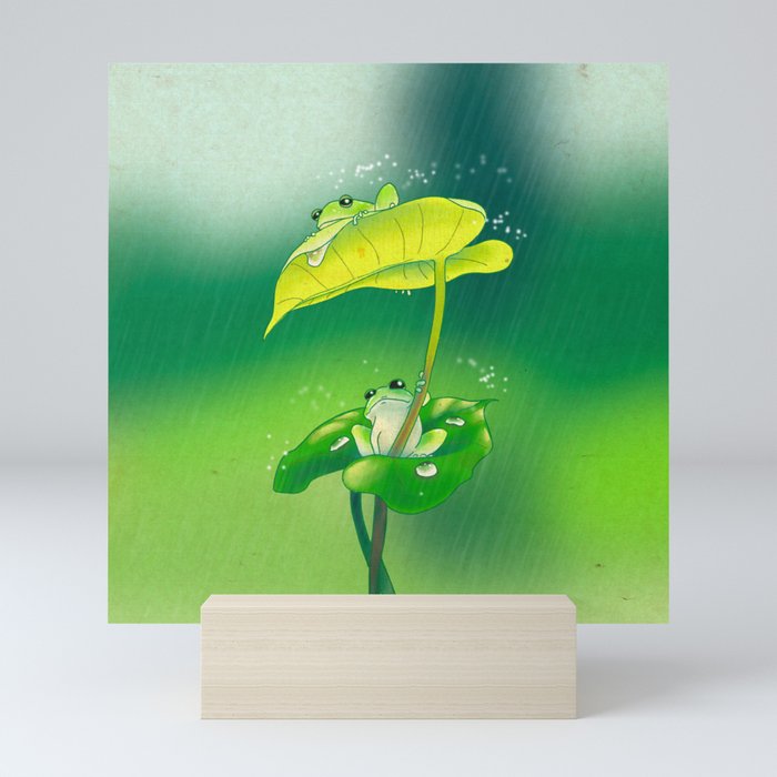 Minhwa: Green Frogs in Rainy Summer B Type Mini Art Print