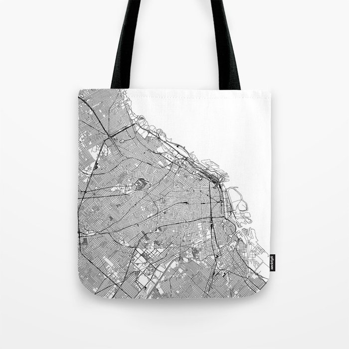 Buenos Aires White Map Tote Bag