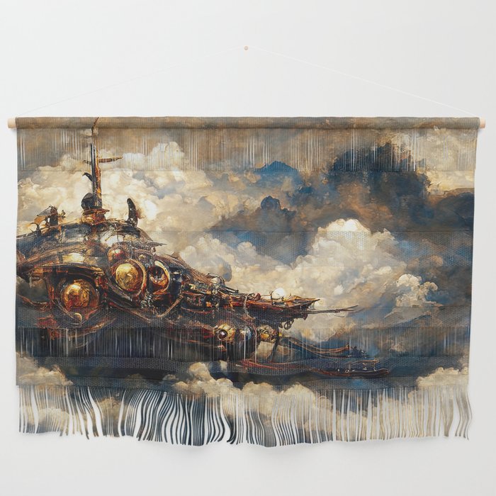 Steampunk flying ship Wall Hanging