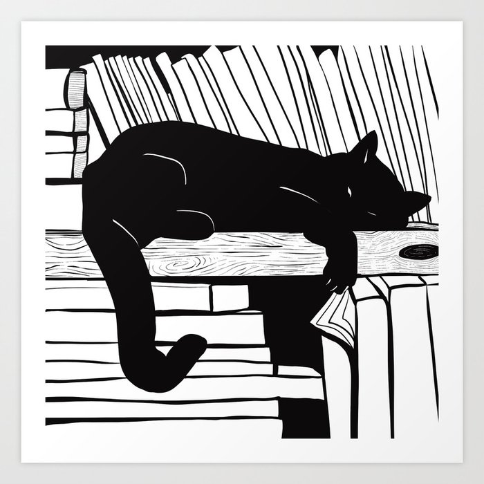 Book smart cat Art Print