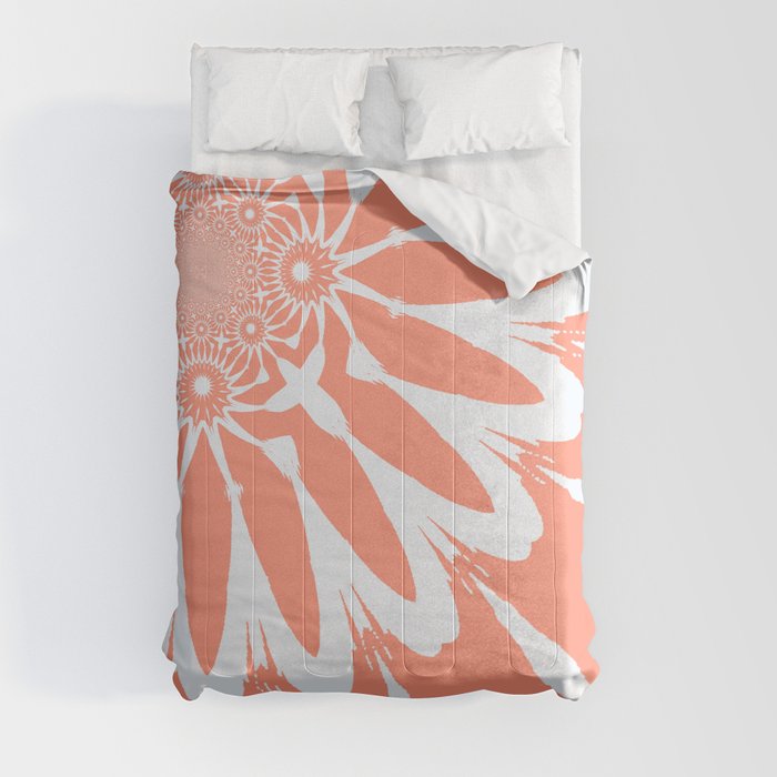 The Modern Flower Living Coral Peach Comforter