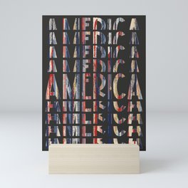 America Stacked Vintage Wood patriotic wall art Mini Art Print