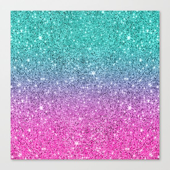 Pink and turquoise glitter ombre Canvas Print by artonwear | Society6