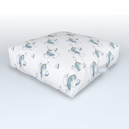 Narwhal in the bathroom painting watercolour Outdoor Floor Cushion