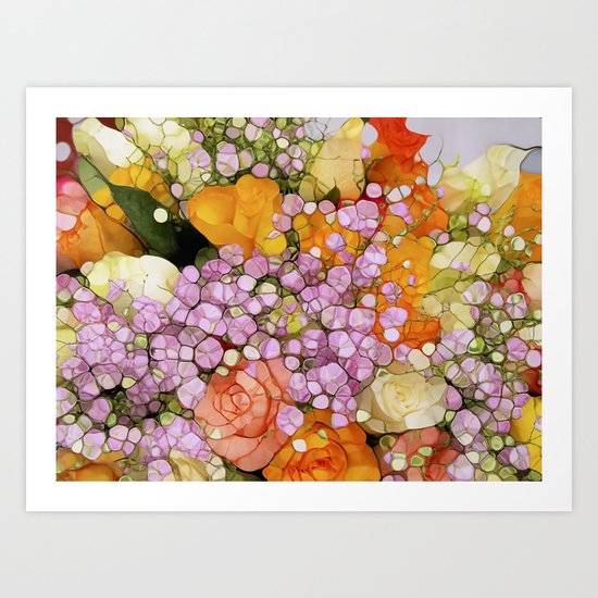 Mosaic Vintage- Floral Spring Sparkles Art Print