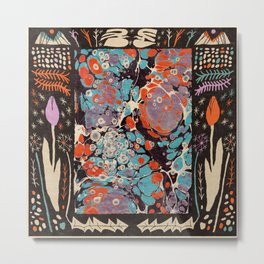 Ebru and flowers Metal Print | Nature, Paper, Curated, Floral, Marbling, Pattern, Water, Ebru, Digital, Psychedelic 