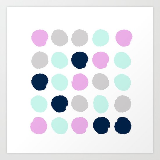 Minimal painted dots pattern bright happy gender neutral colors Art Print