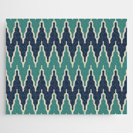 Chevron Pattern 534 Black and Turquoise Jigsaw Puzzle