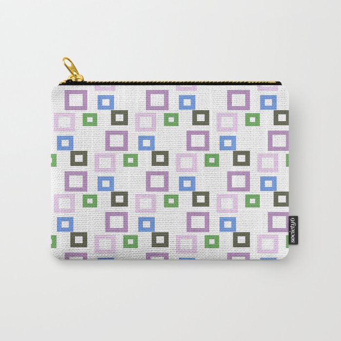 Geometrical lilac lavender blue forest green squares pattern Carry-All Pouch