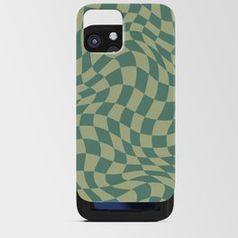 Warp wavy checked with sage green iPhone Card Case