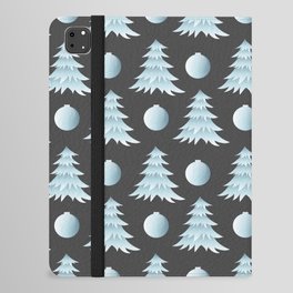 Christmas Pattern Tree Bauble Grey Blue iPad Folio Case