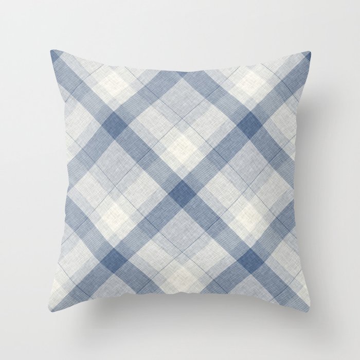 French blue linen homespun gingham check.Shabby chic farmhouse