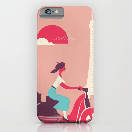 French girl on a Scooter iPhone & iPod Case