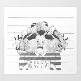 Fat Dracula Can't Keep it Together Art Print | Comic, Illustration, Curated, Black and White 