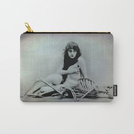 The Vamp girl with Skeleton photo, actress Theda Bara Carry-All Pouch | Goth, Skeleton, Skull, Cabinetcard, Naked, Macabre, Scary, Vintage, Cinema, Photo 