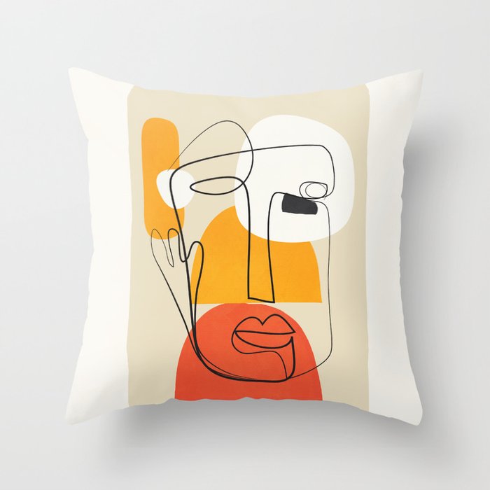 Abstract Face Line Design 02 Throw Pillow