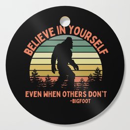 Bigfoot Funny Believe In Yourself Motivational Sasquatch Vintage Sunset Cutting Board
