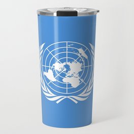 Flag on United nations -Un,World,peace,Unesco,Unicef,human rights,sky,blue,pacific,people,state,onu Travel Mug
