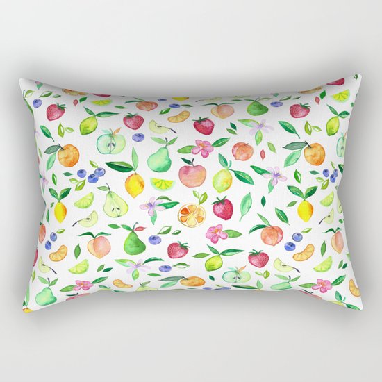 Fresh Fruit - a watercolor pattern Rectangular Pillow