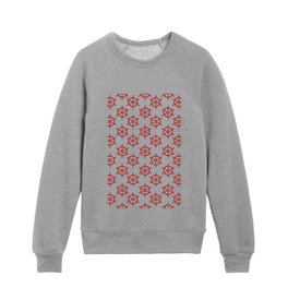 Ship Wheel (Maroon & White Pattern) Kids Crewneck