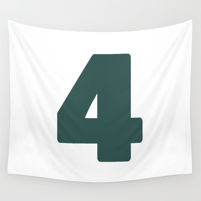 4 (Dark Green & White Number) Wall Tapestry