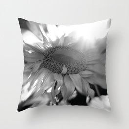 black and white sunflower Throw Pillow